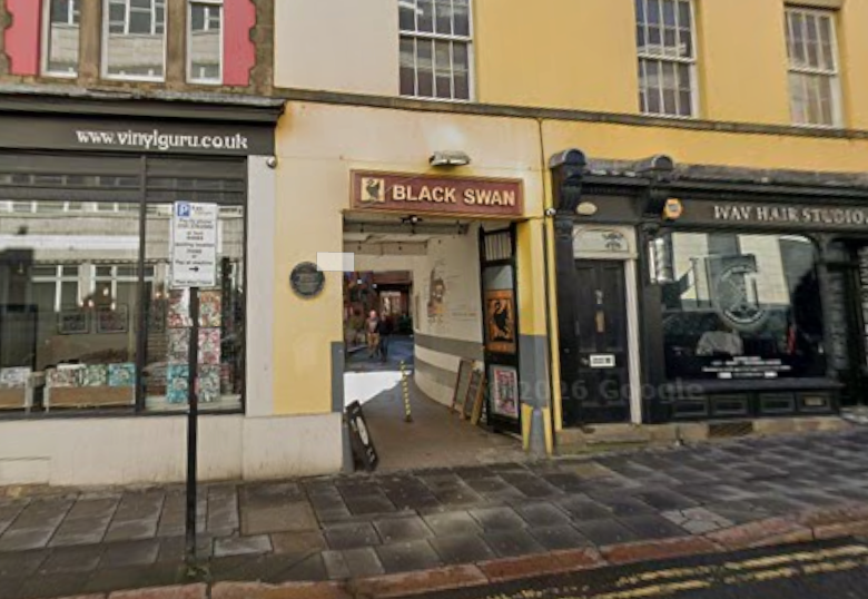 The Black Swan sign at the Westgate Road entrance